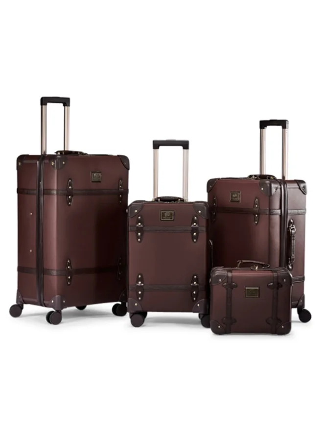 LIMRA 4-Piece Premium PU Leather Luggage Set – Luxury Travel Spinner Suitcases with Cosmetic Bag – Sizes 28/24/20/13 Inch